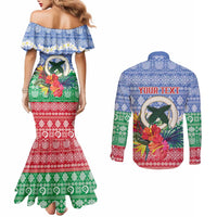 Personalised Shefa Joyeux Noel Couples Matching Mermaid Dress and Long Sleeve Button Shirt Proud To Be a Ni-Van Sand Drawing Art LT9 - Polynesian Pride