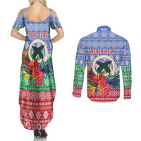 Personalised Shefa Joyeux Noel Couples Matching Summer Maxi Dress and Long Sleeve Button Shirt Proud To Be a Ni-Van Sand Drawing Art LT9 - Polynesian Pride