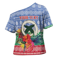 Personalised Shefa Joyeux Noel Cross Shoulder Shirt Proud To Be a Ni-Van Sand Drawing Art LT9 - Polynesian Pride