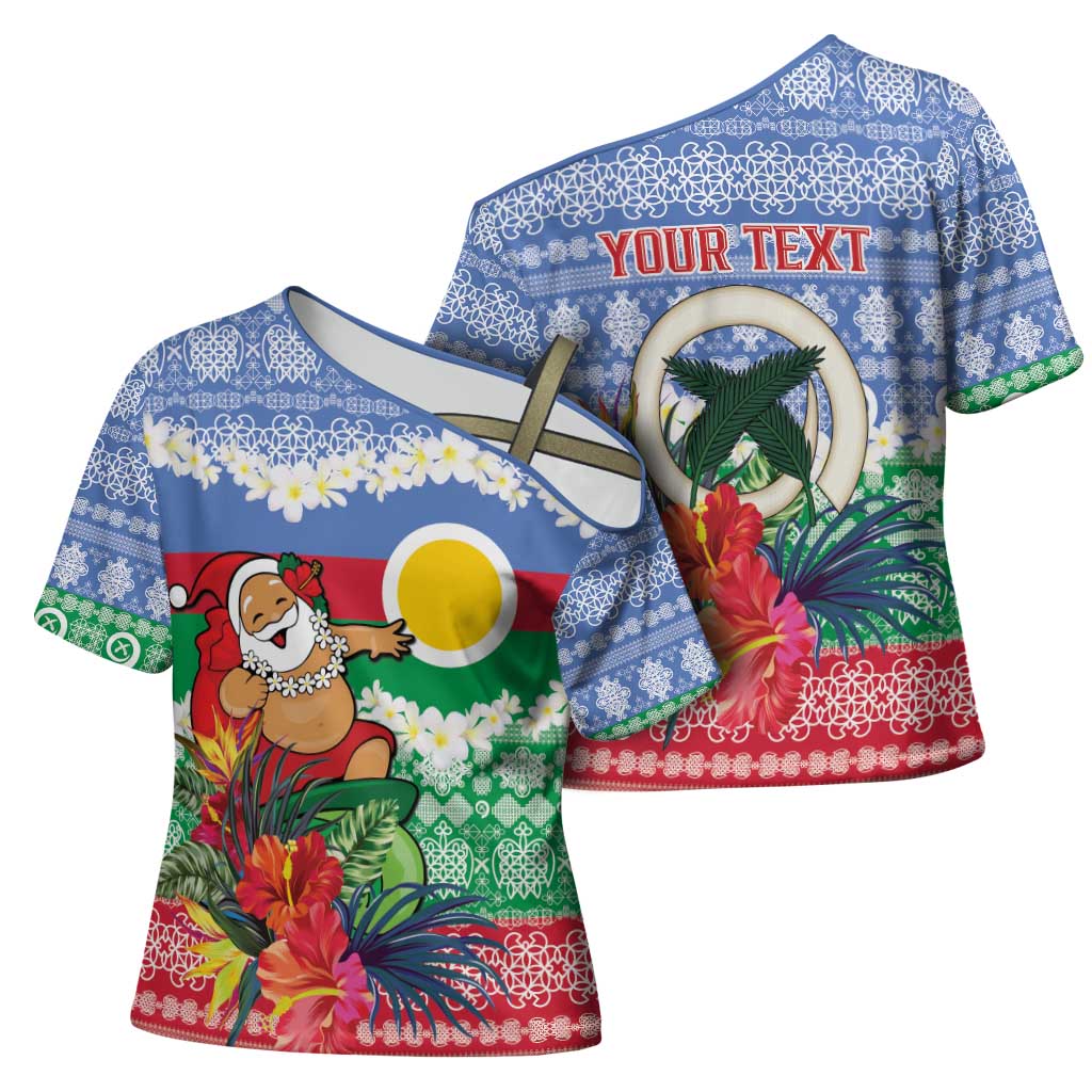 Personalised Shefa Joyeux Noel Cross Shoulder Shirt Proud To Be a Ni-Van Sand Drawing Art LT9 - Polynesian Pride
