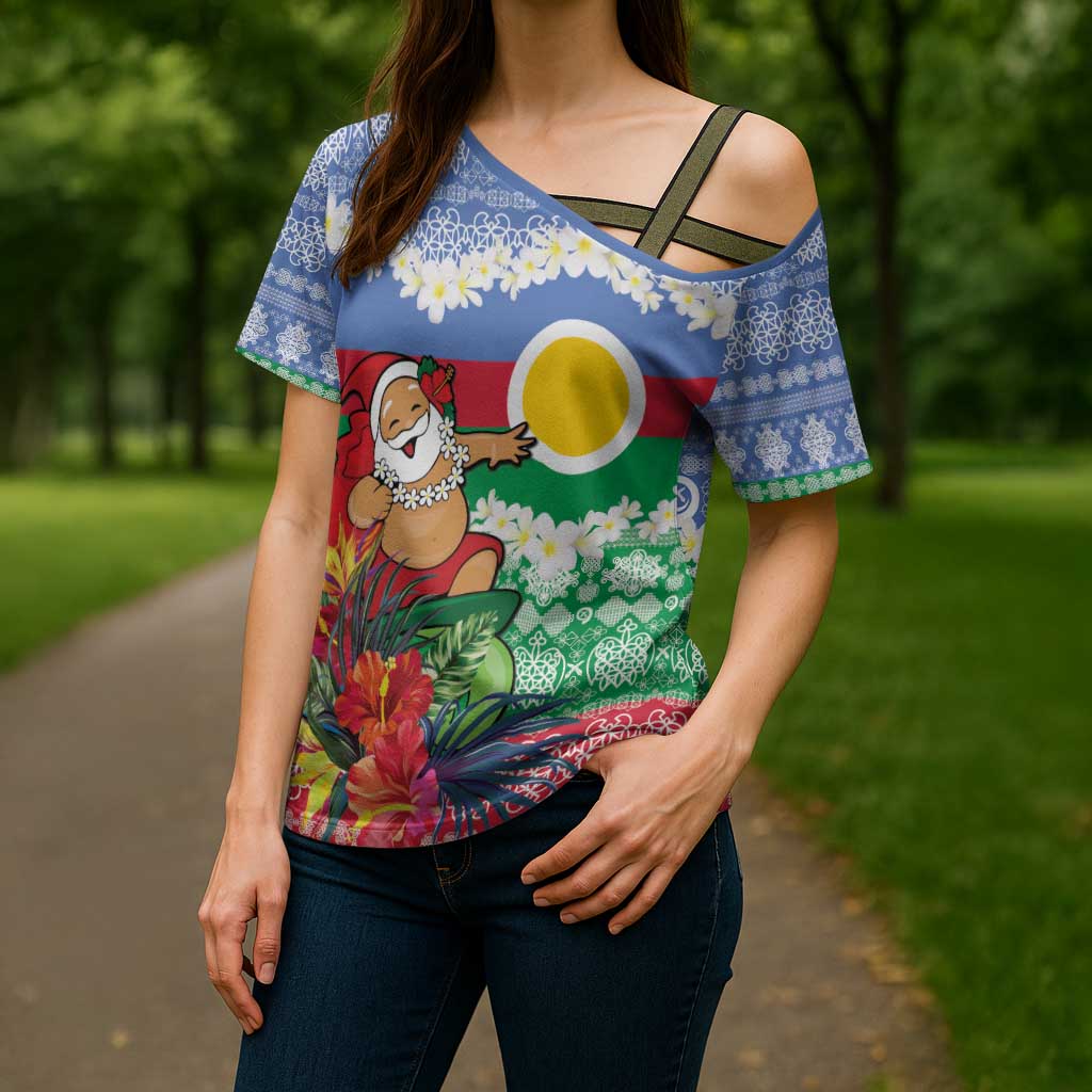 Personalised Shefa Joyeux Noel Cross Shoulder Shirt Proud To Be a Ni-Van Sand Drawing Art LT9 - Polynesian Pride