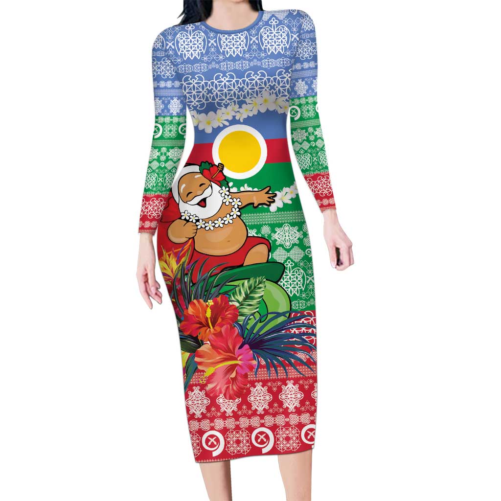 Personalised Shefa Joyeux Noel Family Matching Long Sleeve Bodycon Dress and Hawaiian Shirt Proud To Be a Ni-Van Sand Drawing Art - Polynesian Pride