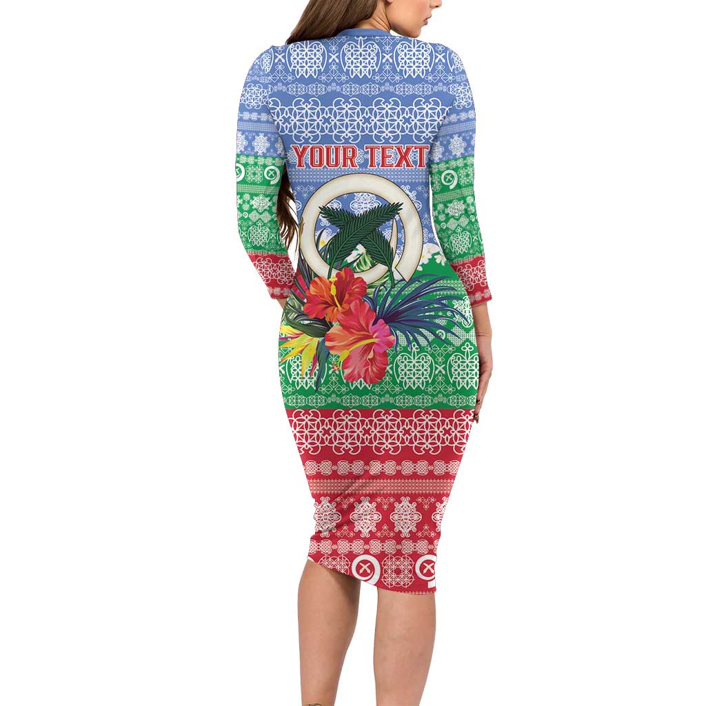 Personalised Shefa Joyeux Noel Family Matching Long Sleeve Bodycon Dress and Hawaiian Shirt Proud To Be a Ni-Van Sand Drawing Art - Polynesian Pride