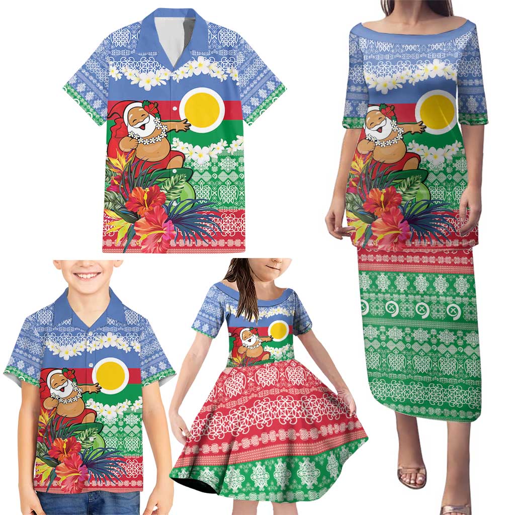 Personalised Shefa Joyeux Noel Family Matching Puletasi and Hawaiian Shirt Proud To Be a Ni-Van Sand Drawing Art - Polynesian Pride