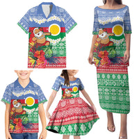 Personalised Shefa Joyeux Noel Family Matching Puletasi and Hawaiian Shirt Proud To Be a Ni-Van Sand Drawing Art - Polynesian Pride