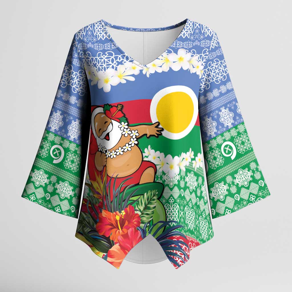 Personalised Shefa Joyeux Noel Kimono Sleeve Blouse Proud To Be a Ni-Van Sand Drawing Art - Polynesian Pride