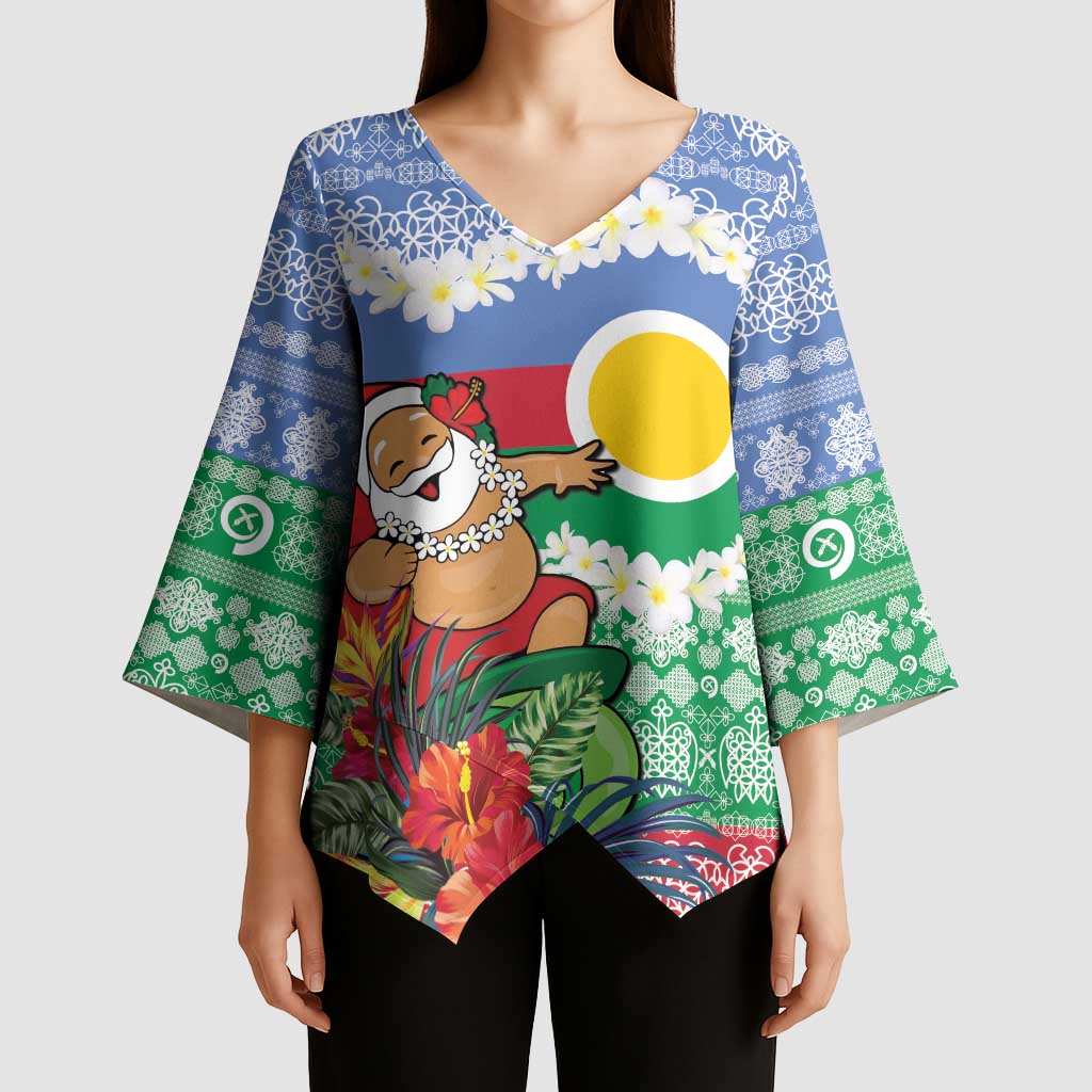 Personalised Shefa Joyeux Noel Kimono Sleeve Blouse Proud To Be a Ni-Van Sand Drawing Art - Polynesian Pride