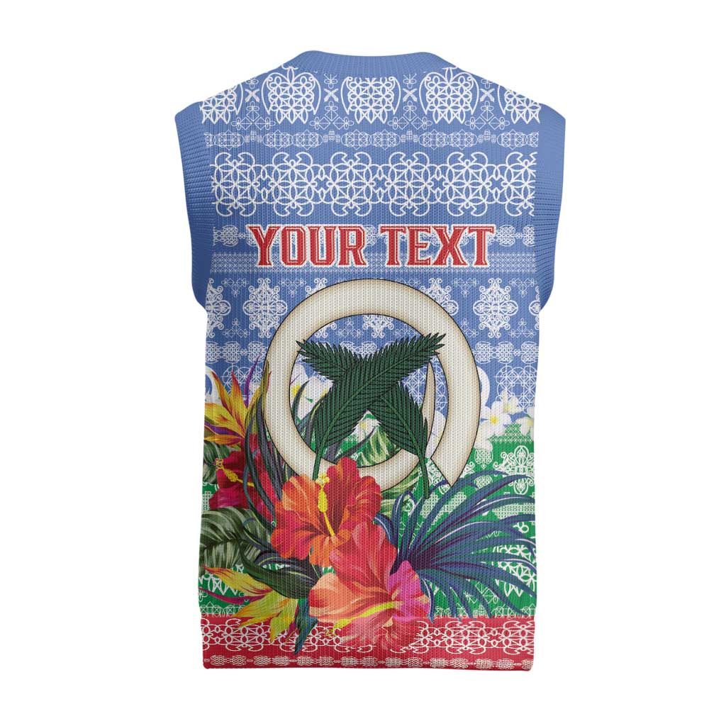 Personalised Shefa Joyeux Noel Christmas Knitted V-Neck Vest Proud To Be a Ni-Van Sand Drawing Art - Polynesian Pride