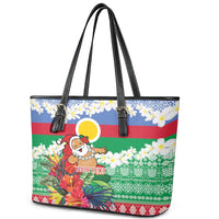 Personalised Shefa Joyeux Noel Leather Tote Bag Proud To Be a Ni-Van Sand Drawing Art - Polynesian Pride