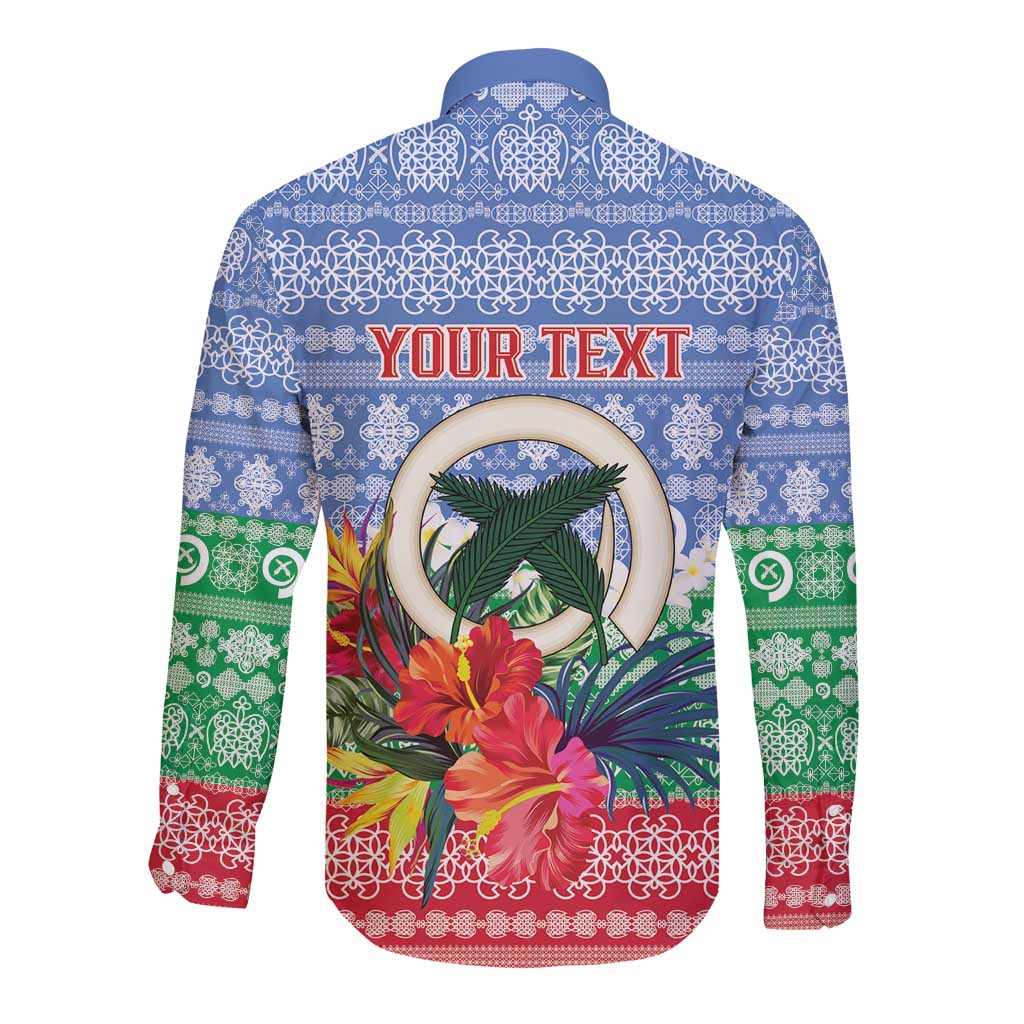 Personalised Shefa Joyeux Noel Long Sleeve Button Shirt Proud To Be a Ni-Van Sand Drawing Art LT9 - Polynesian Pride