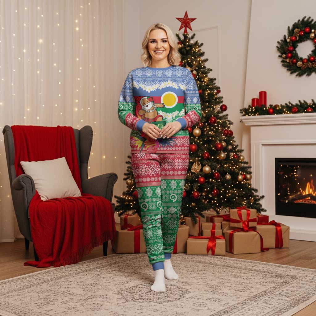 Personalised Shefa Joyeux Noel Christmas Pajama Set Proud To Be a Ni-Van Sand Drawing Art - Polynesian Pride
