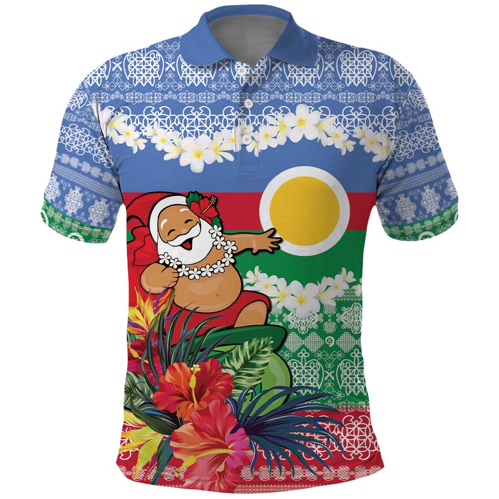 Personalised Shefa Joyeux Noel Polo Shirt Proud To Be a Ni-Van Sand Drawing Art LT9 Blue - Polynesian Pride
