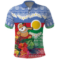 Personalised Shefa Joyeux Noel Polo Shirt Proud To Be a Ni-Van Sand Drawing Art LT9 Blue - Polynesian Pride