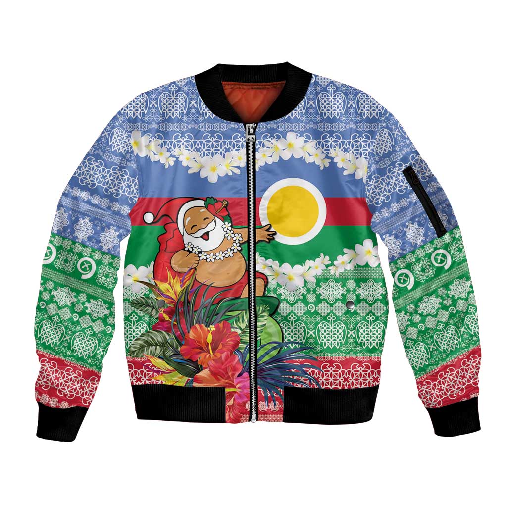 Personalised Shefa Joyeux Noel Sleeve Zip Bomber Jacket Proud To Be a Ni-Van Sand Drawing Art - Polynesian Pride