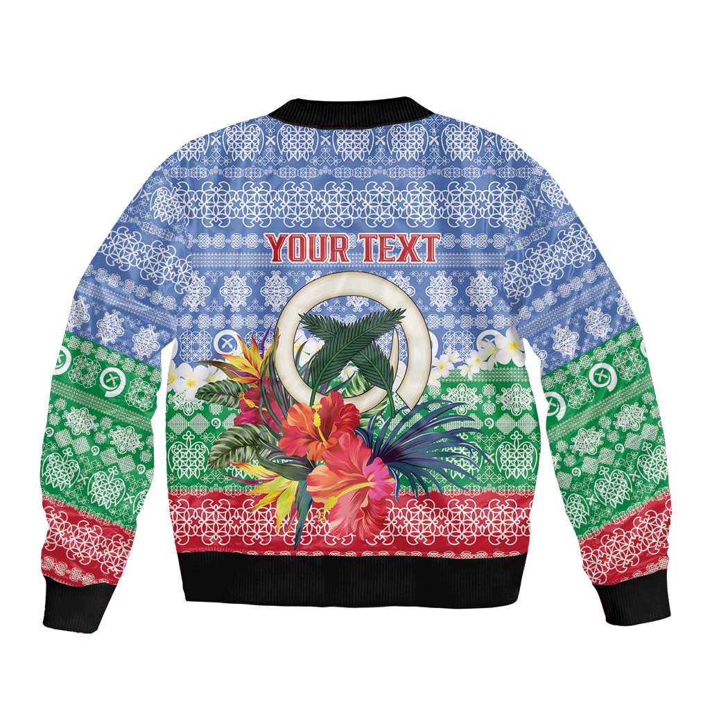 Personalised Shefa Joyeux Noel Sleeve Zip Bomber Jacket Proud To Be a Ni-Van Sand Drawing Art - Polynesian Pride