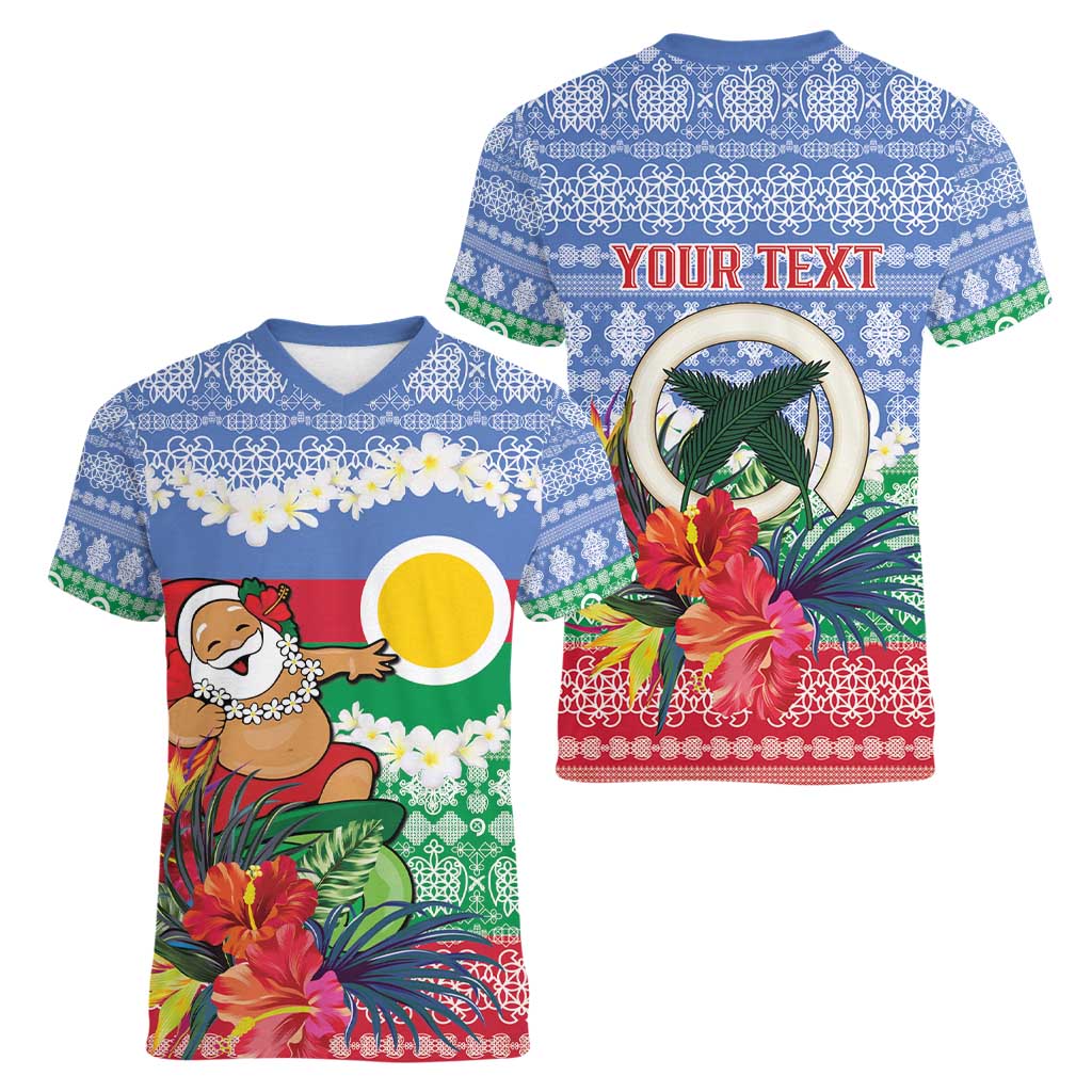 Personalised Shefa Joyeux Noel Women V-Neck T-Shirt Proud To Be a Ni-Van Sand Drawing Art - Polynesian Pride