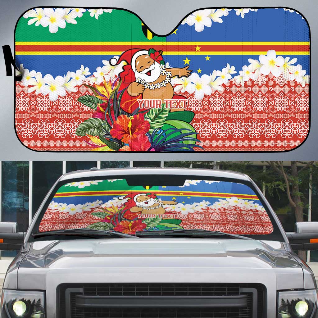 Personalised Tafea Joyeux Noel Auto Sun Shade Proud To Be a Ni-Van Sand Drawing Art LT9 Blue - Polynesian Pride