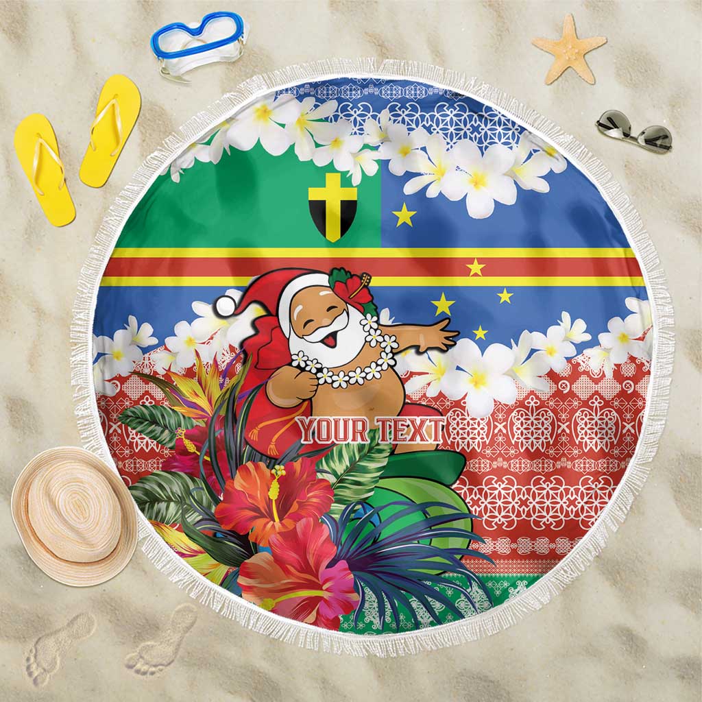 Personalised Tafea Joyeux Noel Beach Blanket Proud To Be a Ni-Van Sand Drawing Art LT9 One Size 150cm Blue - Polynesian Pride