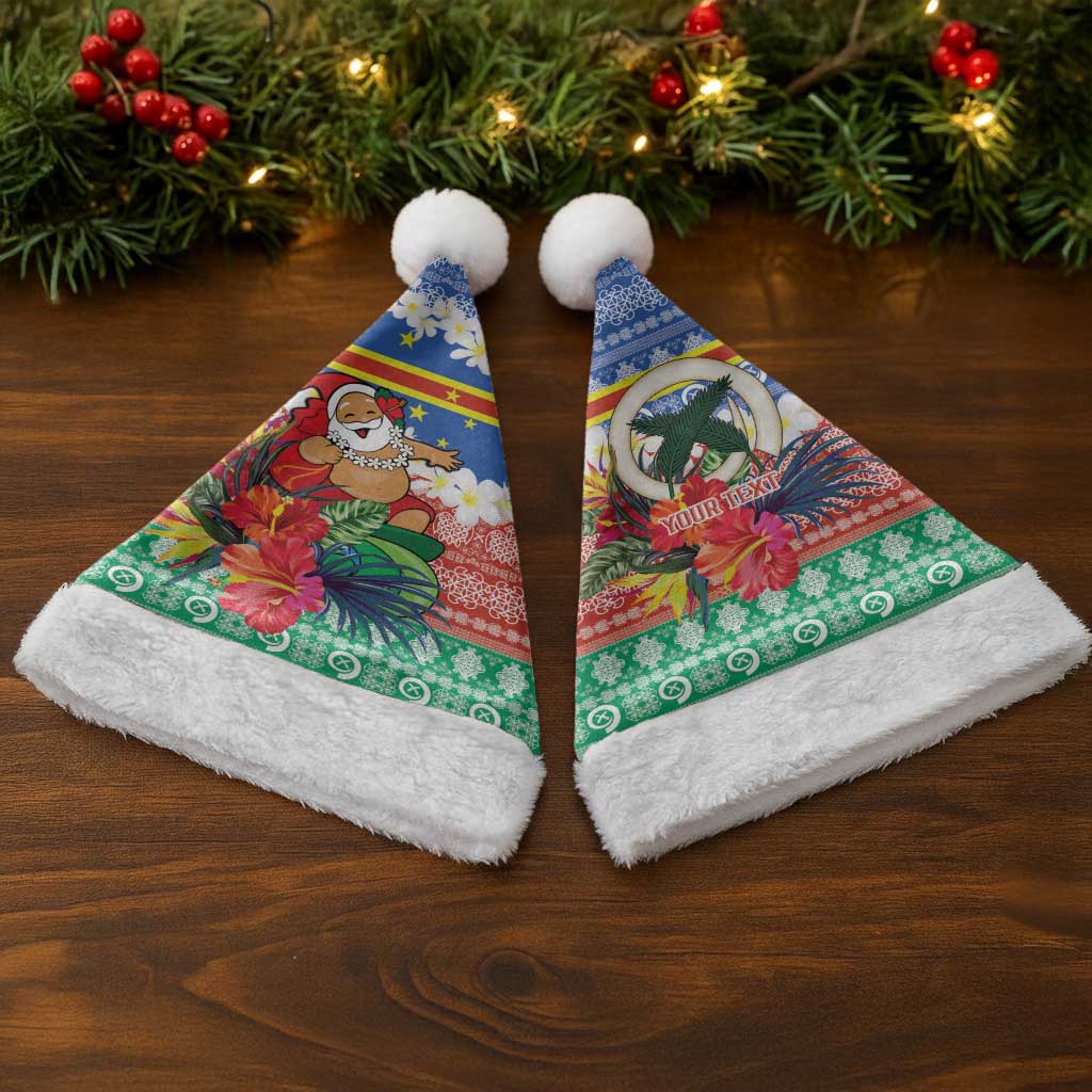 Personalised Tafea Joyeux Noel Christmas Santa Hat Proud To Be a Ni-Van Sand Drawing Art - Polynesian Pride