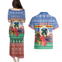 Personalised Tafea Joyeux Noel Couples Matching Puletasi and Hawaiian Shirt Proud To Be a Ni-Van Sand Drawing Art - Polynesian Pride