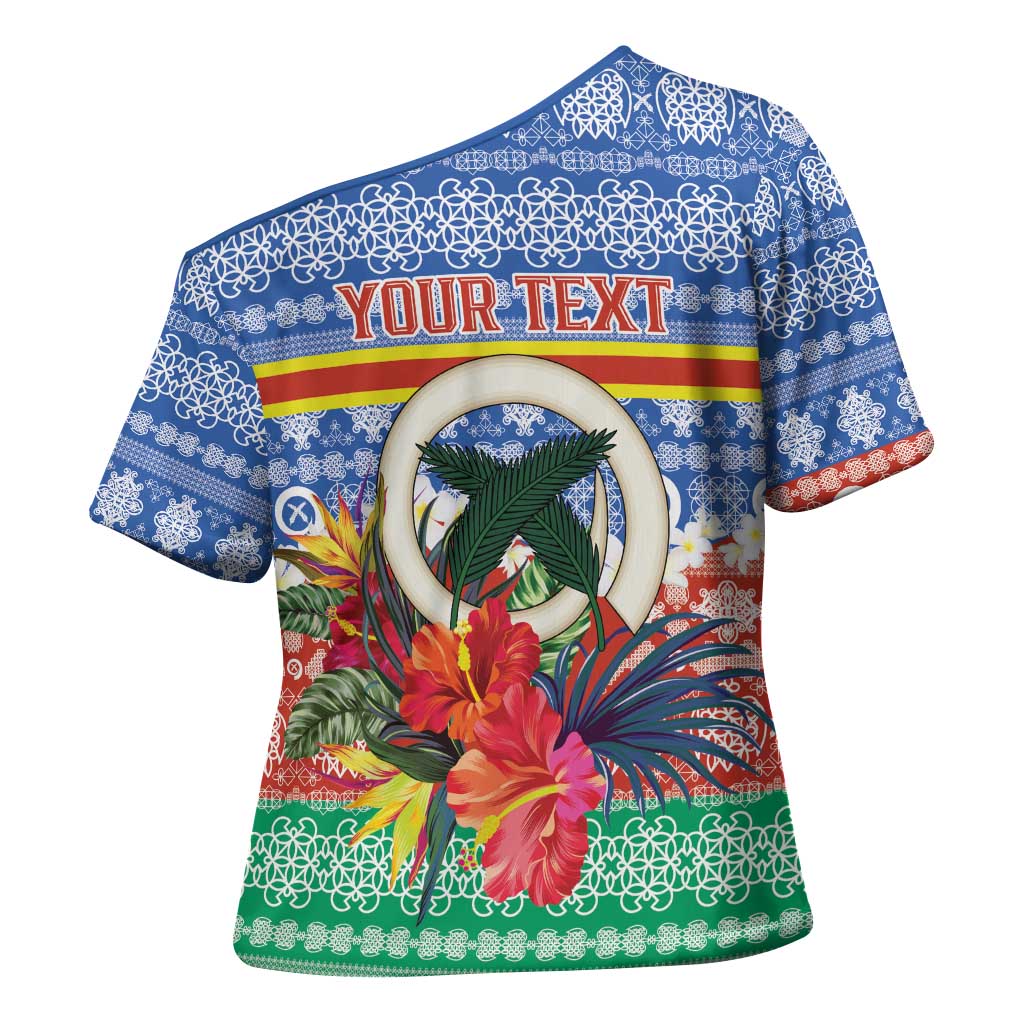 Personalised Tafea Joyeux Noel Cross Shoulder Shirt Proud To Be a Ni-Van Sand Drawing Art - Polynesian Pride