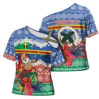 Personalised Tafea Joyeux Noel Cross Shoulder Shirt Proud To Be a Ni-Van Sand Drawing Art - Polynesian Pride