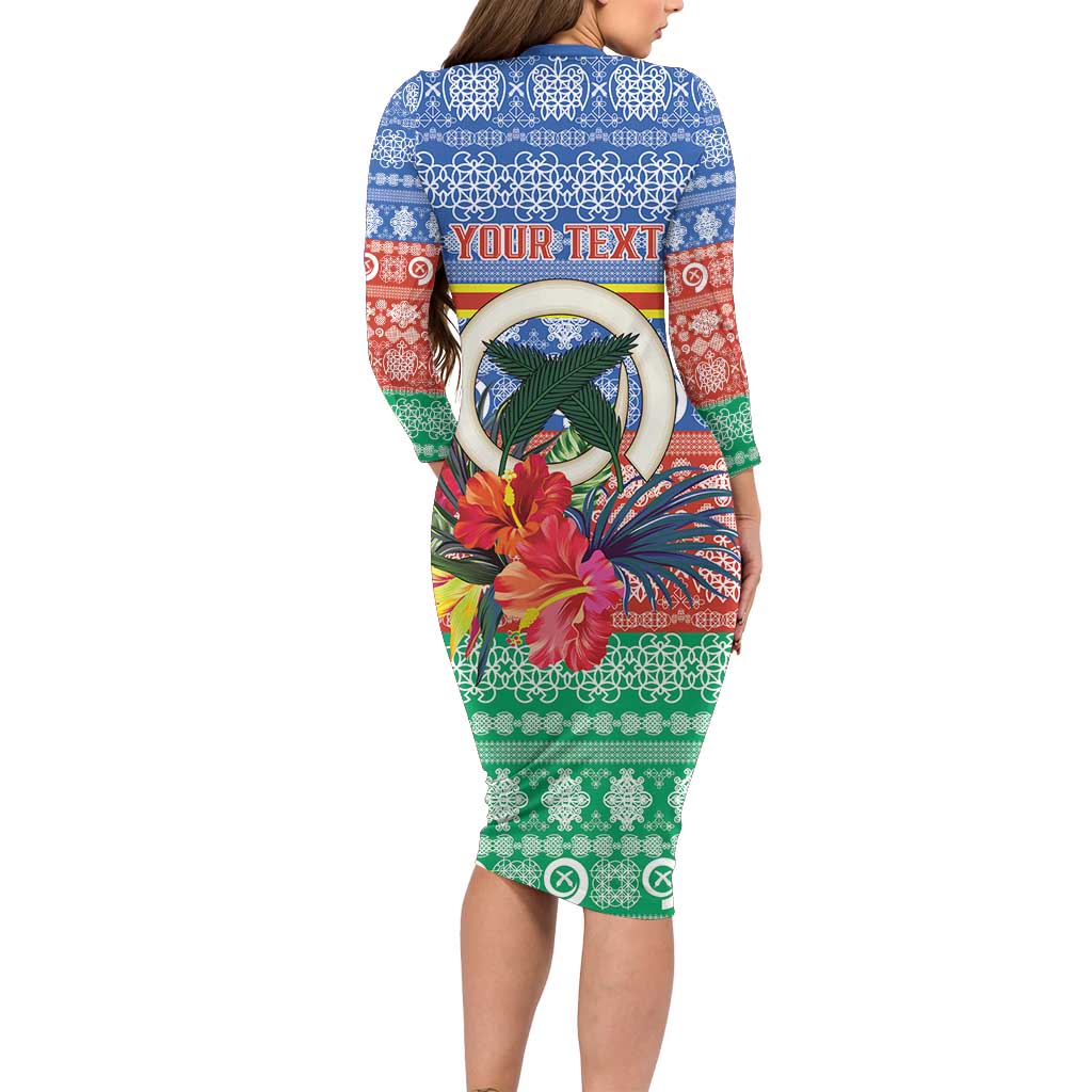 Personalised Tafea Joyeux Noel Family Matching Long Sleeve Bodycon Dress and Hawaiian Shirt Proud To Be a Ni-Van Sand Drawing Art - Polynesian Pride
