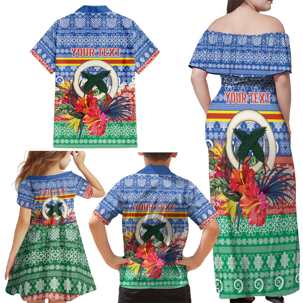 Personalised Tafea Joyeux Noel Family Matching Off Shoulder Maxi Dress and Hawaiian Shirt Proud To Be a Ni-Van Sand Drawing Art - Polynesian Pride