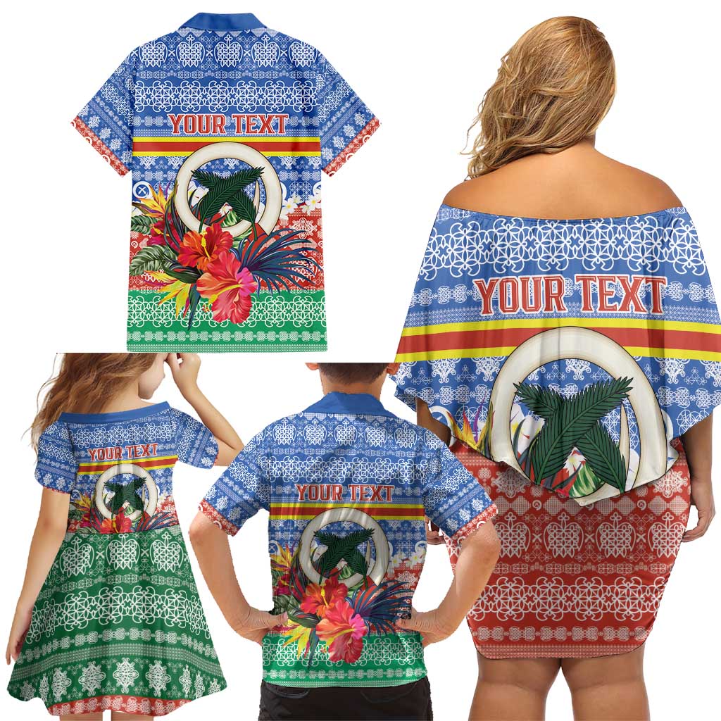 Personalised Tafea Joyeux Noel Family Matching Off Shoulder Short Dress and Hawaiian Shirt Proud To Be a Ni-Van Sand Drawing Art - Polynesian Pride