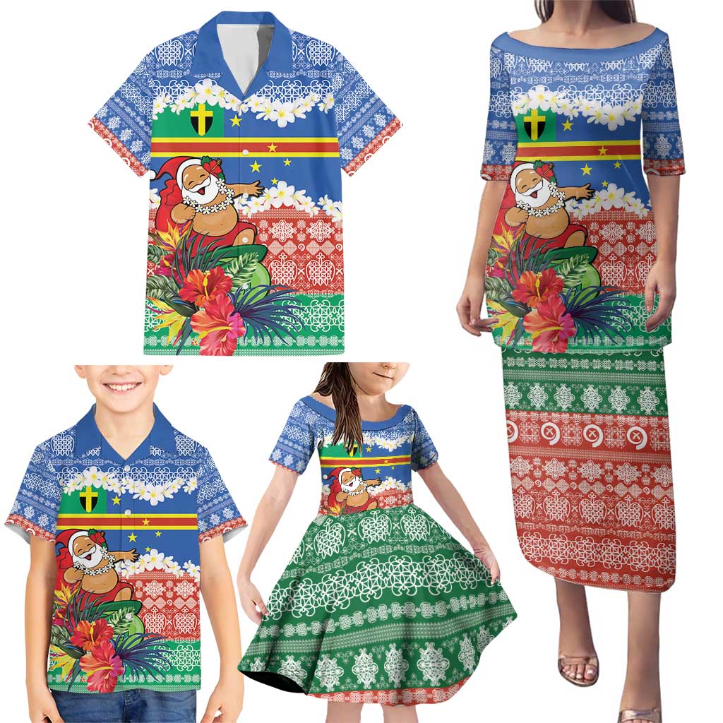 Personalised Tafea Joyeux Noel Family Matching Puletasi and Hawaiian Shirt Proud To Be a Ni-Van Sand Drawing Art - Polynesian Pride