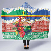 Personalised Tafea Joyeux Noel Hooded Blanket Proud To Be a Ni-Van Sand Drawing Art LT9 One Size Blue - Polynesian Pride