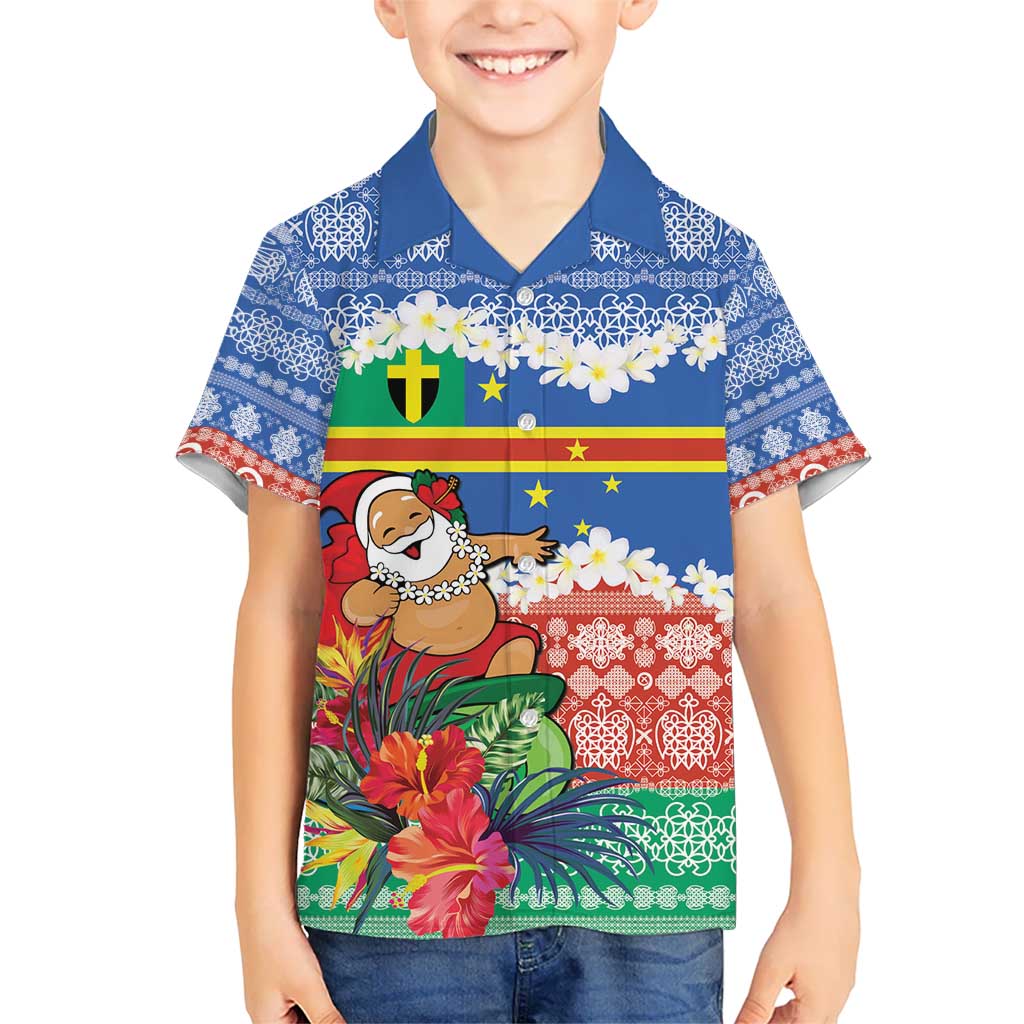 Personalised Tafea Joyeux Noel Kid Hawaiian Shirt Proud To Be a Ni-Van Sand Drawing Art LT9 Kid Blue - Polynesian Pride