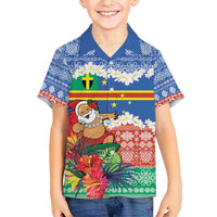 Personalised Tafea Joyeux Noel Kid Hawaiian Shirt Proud To Be a Ni-Van Sand Drawing Art LT9 Kid Blue - Polynesian Pride