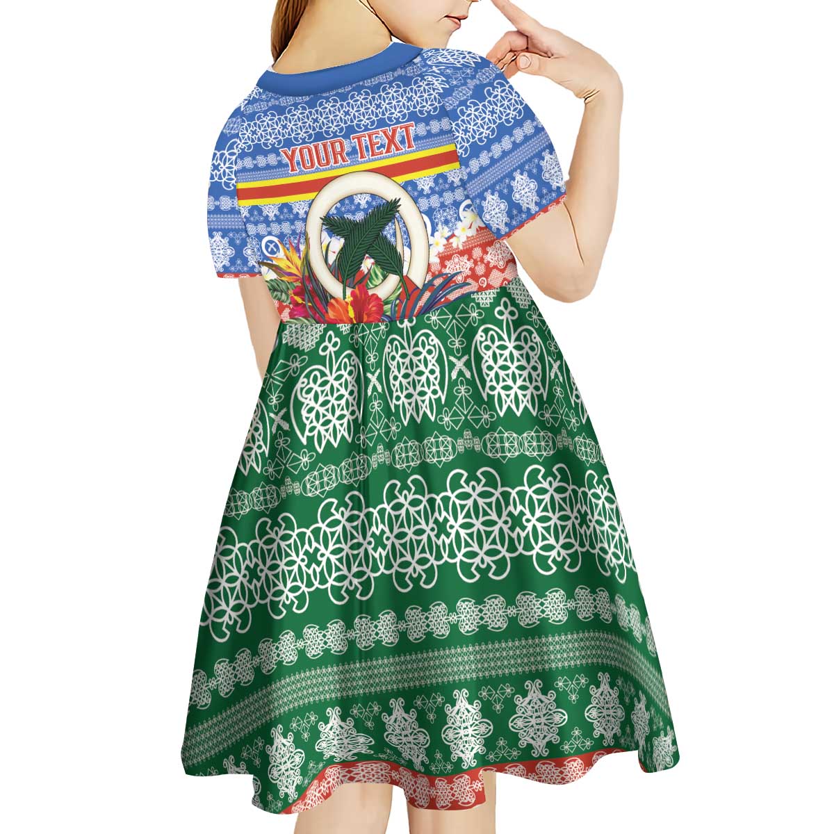 Personalised Tafea Joyeux Noel Kid Short Sleeve Dress Proud To Be a Ni-Van Sand Drawing Art LT9 - Polynesian Pride