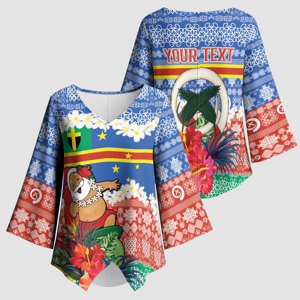 Personalised Tafea Joyeux Noel Kimono Sleeve Blouse Proud To Be a Ni-Van Sand Drawing Art - Polynesian Pride