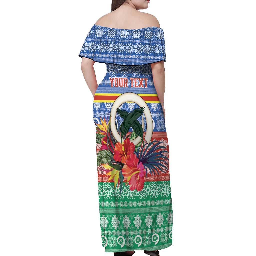 Personalised Tafea Joyeux Noel Off Shoulder Maxi Dress Proud To Be a Ni-Van Sand Drawing Art LT9 - Polynesian Pride