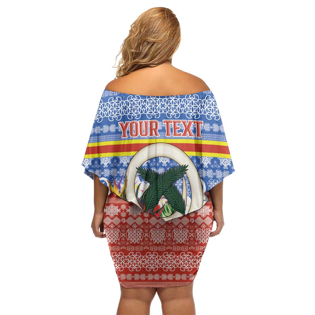 Personalised Tafea Joyeux Noel Off Shoulder Short Dress Proud To Be a Ni-Van Sand Drawing Art - Polynesian Pride