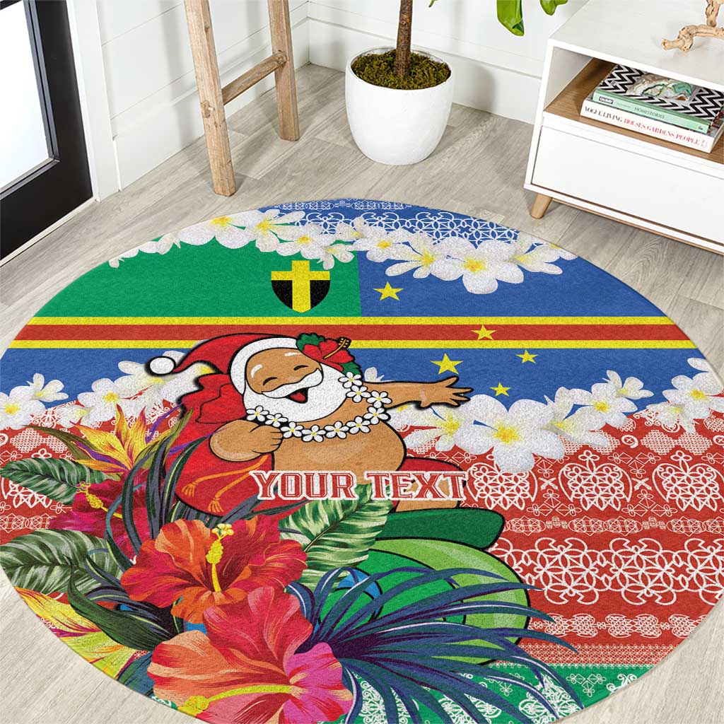 Personalised Tafea Joyeux Noel Round Carpet Proud To Be a Ni-Van Sand Drawing Art LT9 Blue - Polynesian Pride
