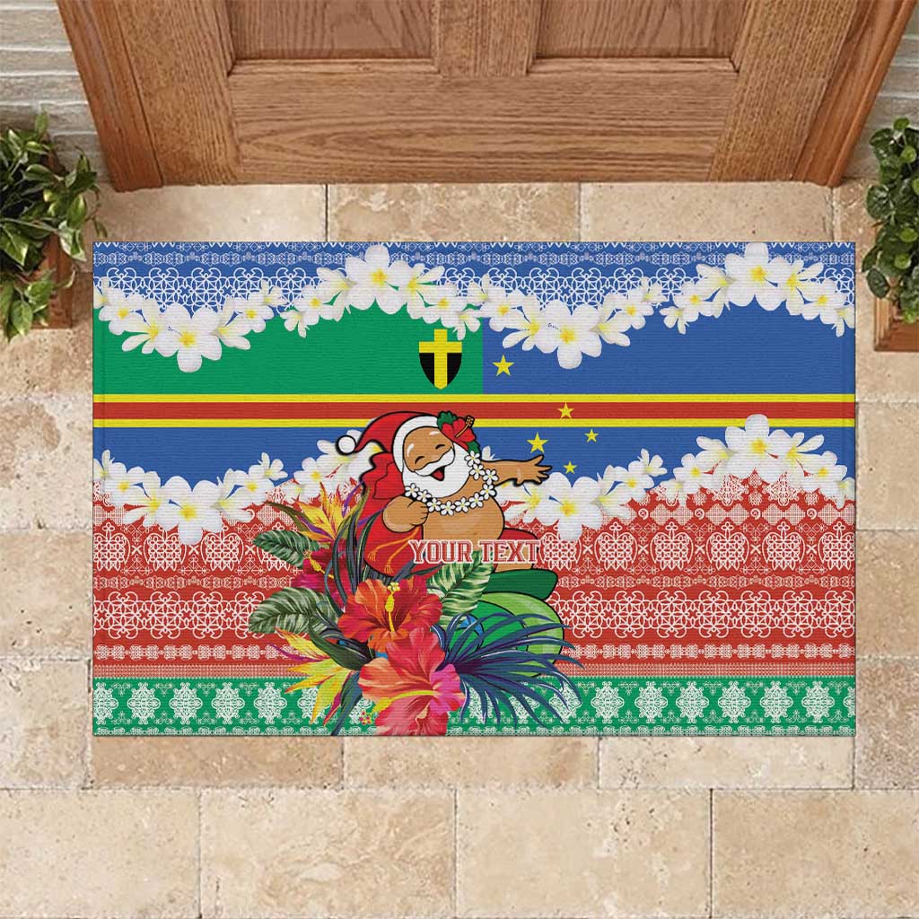 Personalised Tafea Joyeux Noel Rubber Doormat Proud To Be a Ni-Van Sand Drawing Art LT9 Blue - Polynesian Pride