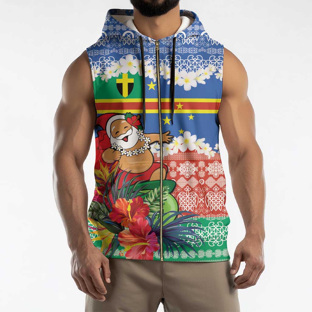 Personalised Tafea Joyeux Noel Sleeveless Zip Hoodie Proud To Be a Ni-Van Sand Drawing Art - Polynesian Pride