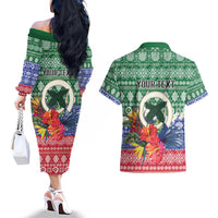 Personalised Torba Joyeux Noel Couples Matching Off The Shoulder Long Sleeve Dress and Hawaiian Shirt Proud To Be a Ni-Van Sand Drawing Art - Polynesian Pride