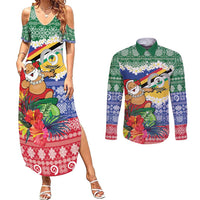 Personalised Torba Joyeux Noel Couples Matching Summer Maxi Dress and Long Sleeve Button Shirt Proud To Be a Ni-Van Sand Drawing Art LT9 Green - Polynesian Pride