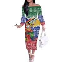 Personalised Torba Joyeux Noel Family Matching Off The Shoulder Long Sleeve Dress and Hawaiian Shirt Proud To Be a Ni-Van Sand Drawing Art - Polynesian Pride
