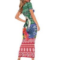 Personalised Torba Joyeux Noel Family Matching Short Sleeve Bodycon Dress and Hawaiian Shirt Proud To Be a Ni-Van Sand Drawing Art - Polynesian Pride