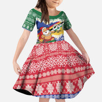 Personalised Torba Joyeux Noel Kid Short Sleeve Dress Proud To Be a Ni-Van Sand Drawing Art LT9 KID Green - Polynesian Pride
