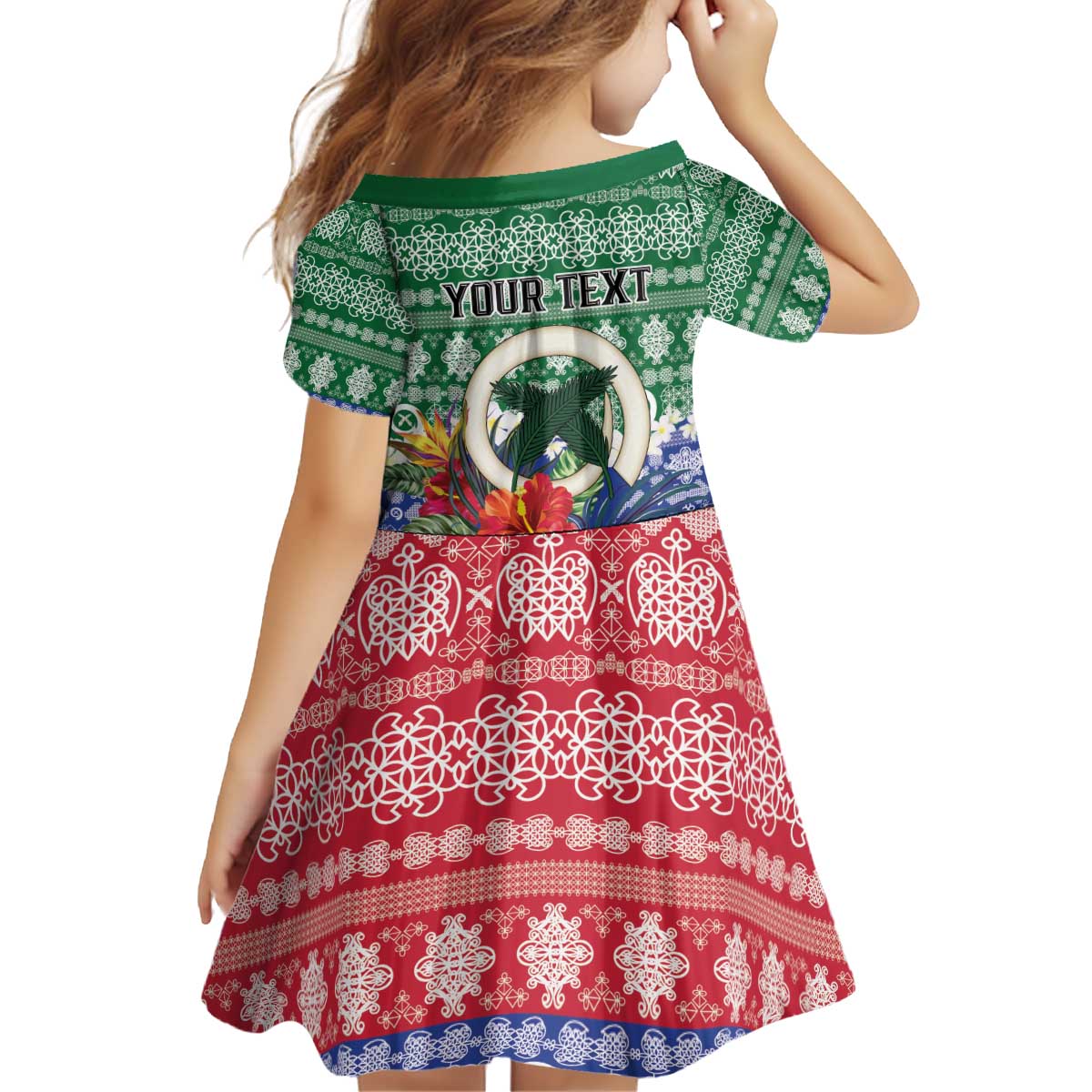Personalised Torba Joyeux Noel Kid Short Sleeve Dress Proud To Be a Ni-Van Sand Drawing Art LT9 - Polynesian Pride