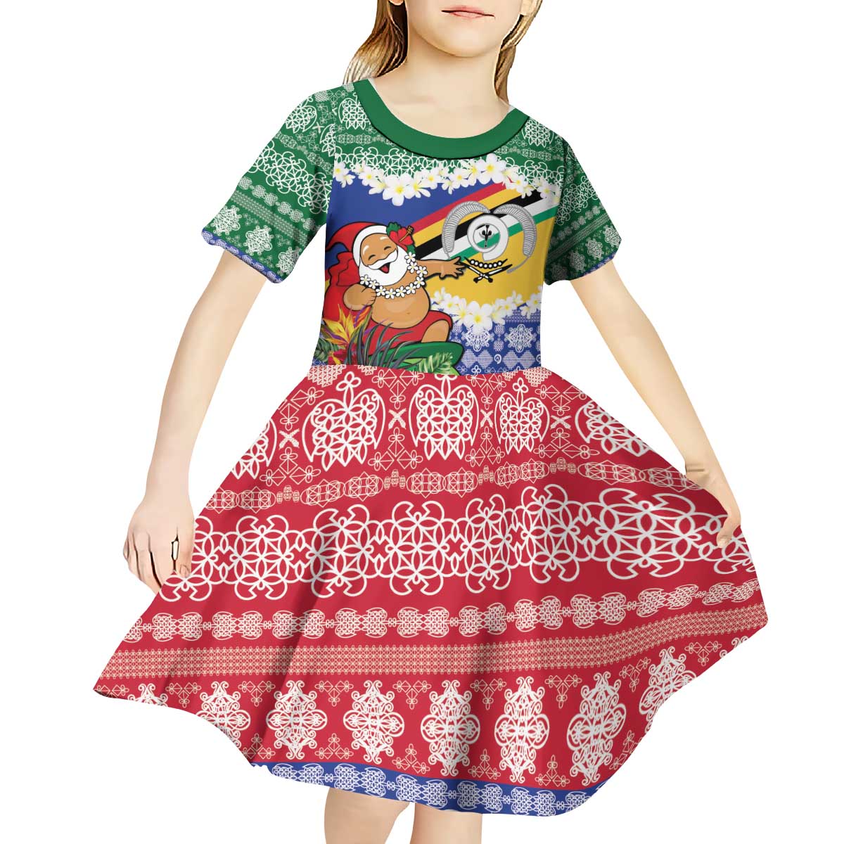 Personalised Torba Joyeux Noel Kid Short Sleeve Dress Proud To Be a Ni-Van Sand Drawing Art LT9 - Polynesian Pride