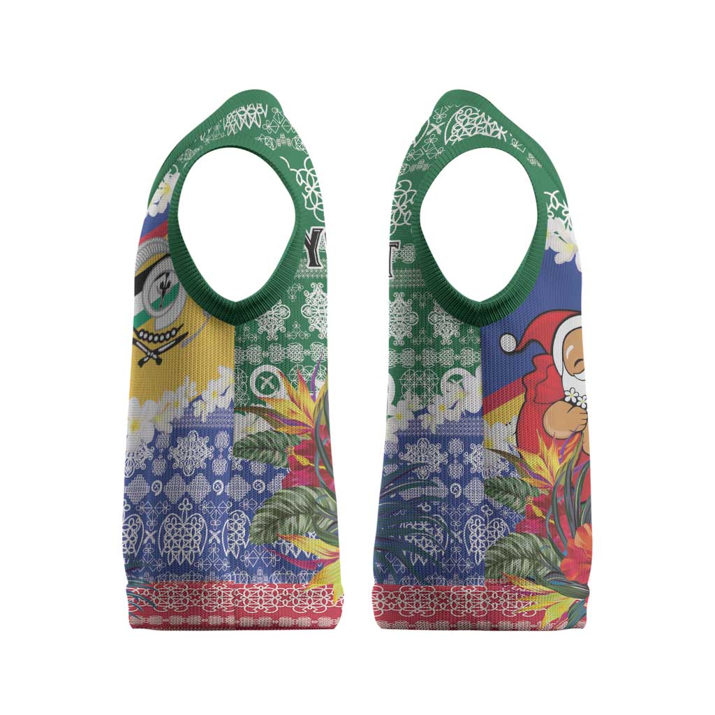 Personalised Torba Joyeux Noel Christmas Knitted V-Neck Vest Proud To Be a Ni-Van Sand Drawing Art - Polynesian Pride