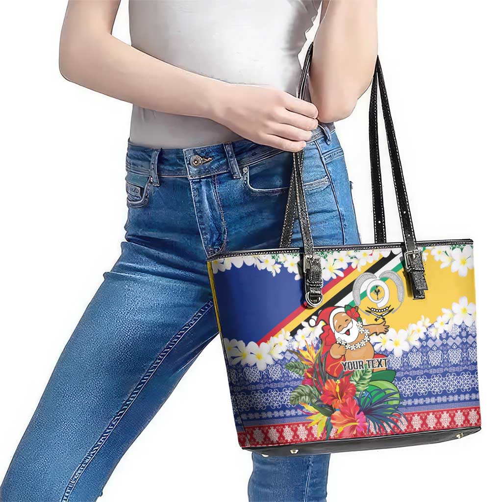 Personalised Torba Joyeux Noel Leather Tote Bag Proud To Be a Ni-Van Sand Drawing Art - Polynesian Pride