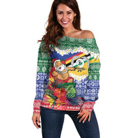Personalised Torba Joyeux Noel Off Shoulder Sweater Proud To Be a Ni-Van Sand Drawing Art - Polynesian Pride